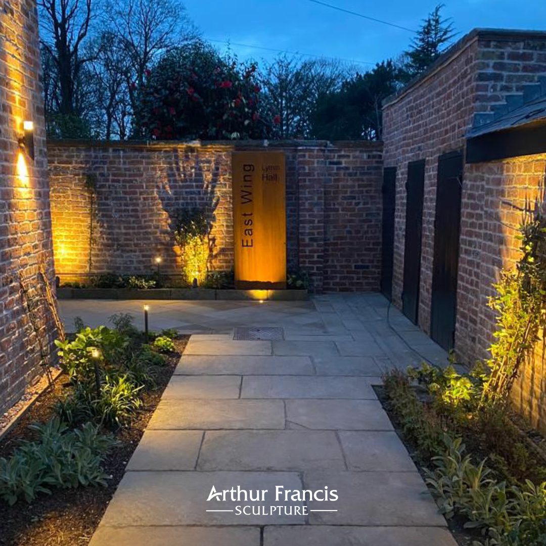 Bespoke Corten house signage – East Wing Hall